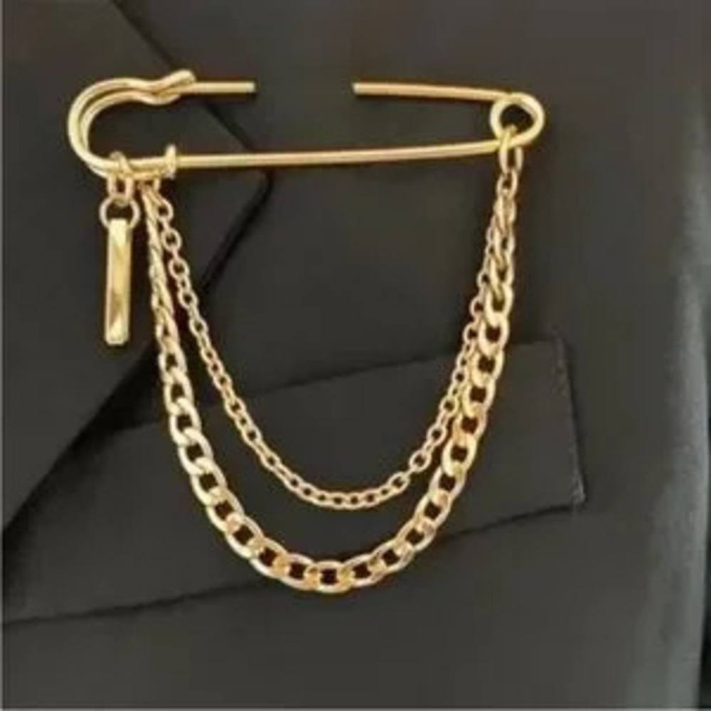 Anthropologie Gold Double Chain Brooch